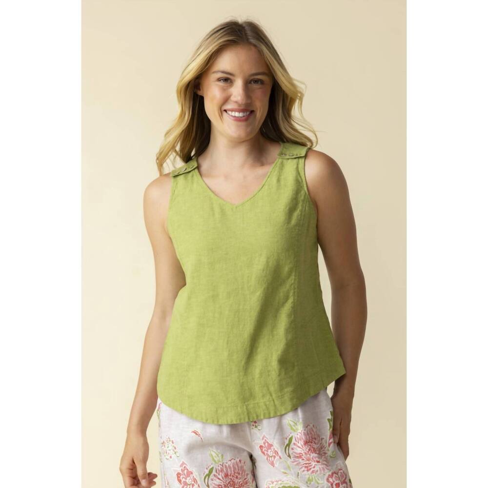 NEW HABITAT linen fresh tank top in leaf